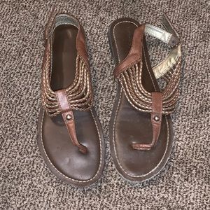 Brown braided sandals size 10